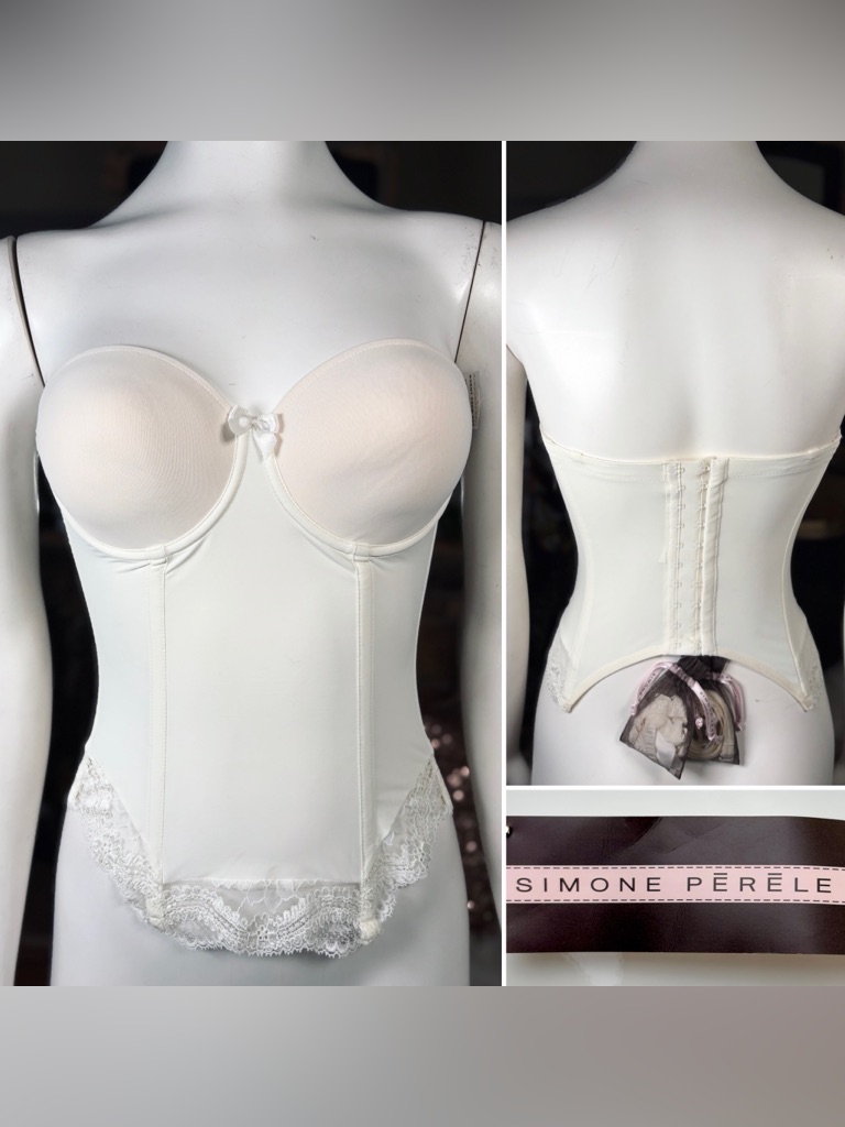 Simone Perele Cream Stretch Convertible “Avant” Corset Bustier, Sz 32c